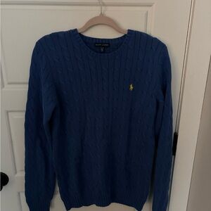 Ralph Lauren Blue Cable Knit Crewneck Sweater